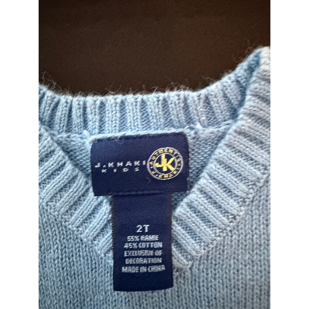 J Khaki Kids Blue Turtle Knit Sweater Vest V-Neck Ramie‎ Cotton Blend 2T - Picture 2 of 7